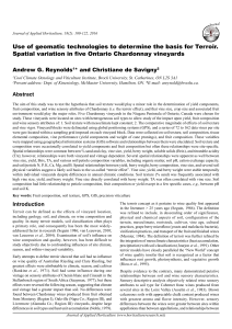 Use of geomatic technologies to determine the basis for Terroir.  Spatial variation in five Ontario Chardonnay vineyards