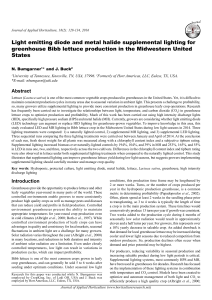 Light emitting diode and metal halide supplemental lighting for  greenhouse Bibb lettuce production in the Midwestern United  States