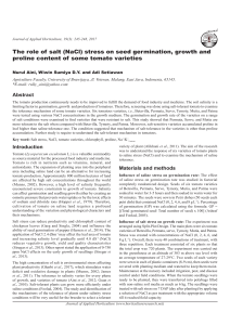 The role of salt (NaCl) stress on seed germination, growth and