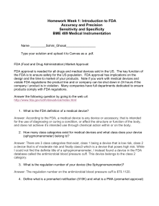 Week 1 Intro FDA Accuracy Precision Sensitivity Specificity SohiniGhosal