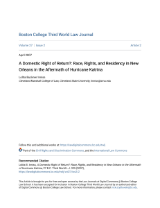 A Domestic Right of Return   Race Rights and Residency in New O