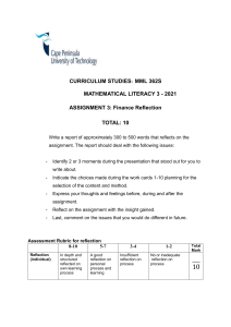 2021 Finance  Group assignment MML 362 Reflection