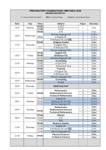 Ekurhuleni South Preparatory Exam Timetable 2020