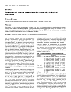 Screening of tomato germplasm for some physiological