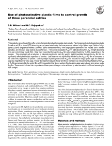 Use of photoselective plastic films to control growth