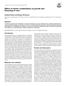 Effect of stionic combinations on growth and