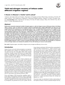 Lettuce Irrigation & Nitrogen Recovery: A Field Study