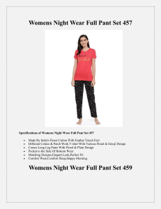 Womens Night Wear Full Pant Set 457