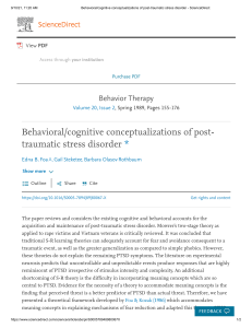 Behavioral cognitive conceptualizations of post-traumatic stress disorder - ScienceDirect