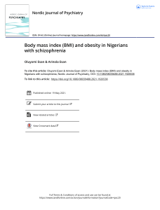 BMI & Obesity in Nigerian Schizophrenia Patients