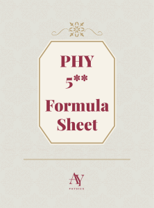 PHY 5-Star Formula Sheet BY AFTERSCHOOL