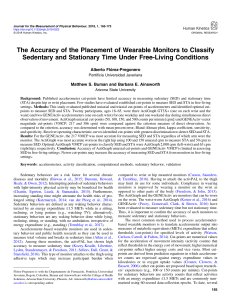 Florez 2018 The Accuracy of the Placement of Wearable Monitors to Classify Sedentary and Stationary Time Under Free-Living Conditions