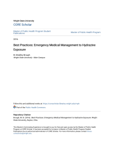 Best Practices  Emergency Medical Management to Hydrazine Exposur