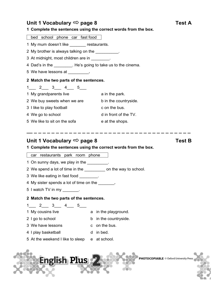 English Plus 2 Worksheets Answer Key