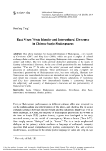 East Meets West Identity and Intercultural Discourse in Chinese huaju Shakespeares