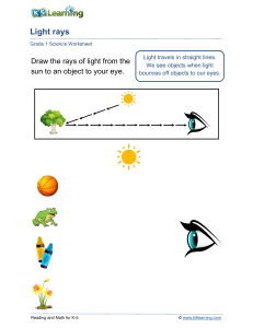 Grade 1 Science Worksheet: Light Rays