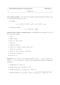 ECMT1020 Econometrics Final Exam Formulas