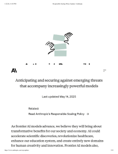Anthropic Responsible Scaling Policy Updates 2025