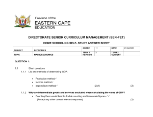 Grade 11 Economics Macroeconomics Answer Sheet