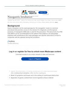 Nasogastric Intubation: Indications, Contraindications, and ERAS