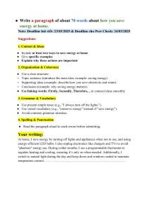 Energy Saving at Home Writing Assignment