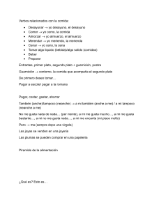 Verbos y vocabulario de comida en espa&ntilde;ol