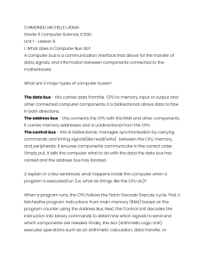 Computer Science Assignment: Buses & Memory