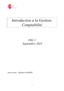 Introduction &agrave; la Gestion-Comptabilit&eacute; - ING 1