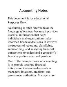 Accounting Notes: Basics of Financial Accounting
