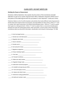 Dividing the Powers of Government Worksheet