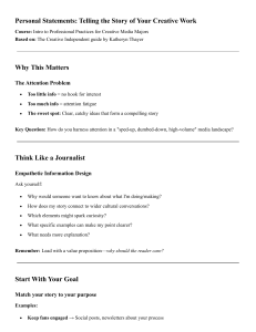 Personal Statements: Telling the Story of Your Creative Work