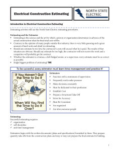 Electrical Construction Estimating: Intro & Procedures