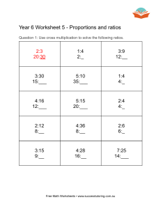 Year 6 Math Worksheet: Proportions and Ratios