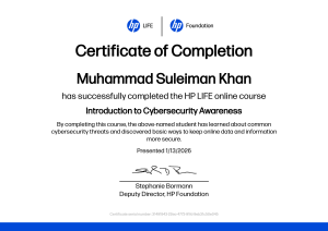 HP LIFE Cybersecurity Awareness Certificate