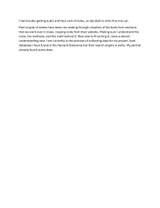 Learning R: Progress Report & Data Collection
