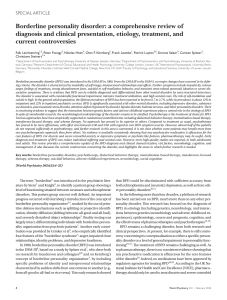 Borderline Personality Disorder: Comprehensive Review of Diagnosis, Treatment, and Controversies