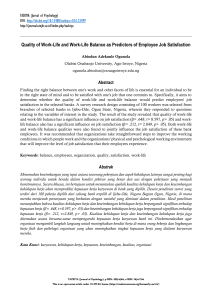 Work-Life Balance & Job Satisfaction: A Study of Bank Employees
