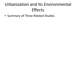 Urbanization and Environmental Effects: Summary of Three Studies