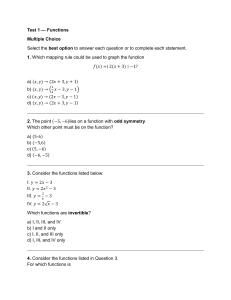 Test 1: Functions Multiple Choice Questions