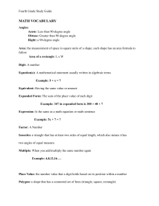 Fourth Grade Math Vocabulary Study Guide