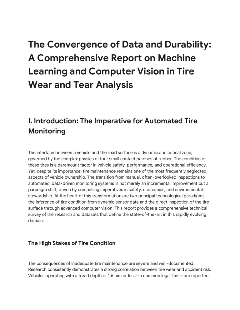 Machine Learning & Computer Vision in Tire Wear Analysis Report