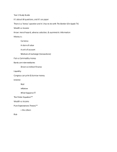 Test 1 Study Guide: Economics & Finance Concepts