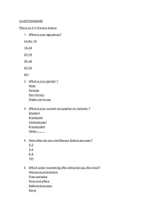 Beauty Salon Customer Questionnaire Survey