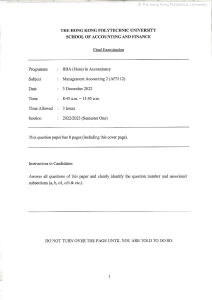 Management Accounting 2 Exam Paper (AF3112)