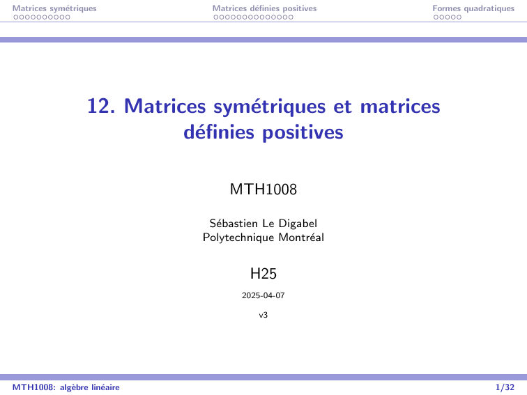 Cours Matrices Symétriques et Définies Positives — free download