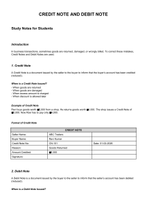 Credit Note and Debit Note Study Notes