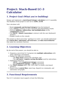 LC-3 Assembly Stack Calculator Project