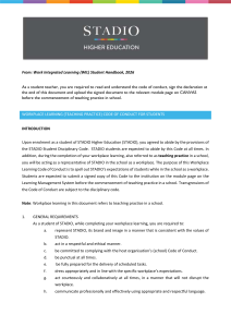 STADIO 2026 Teaching Practice Code of Conduct for Students