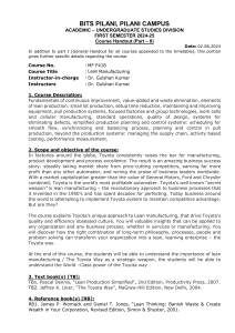 BITS Pilani Lean Manufacturing Course Handout (Part II) 2024-25