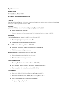 Aspirational Resume for Mechanical Engineering Student